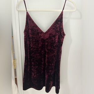 Kendall and Kylie burgundy velvet spaghetti strap dress